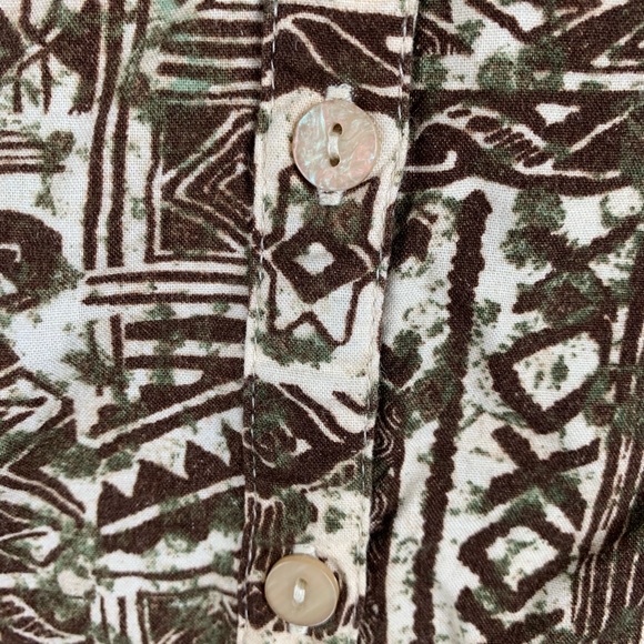 Small Brown Tribal Erika Button Up Short Sleeve Top - Picture 4 of 8